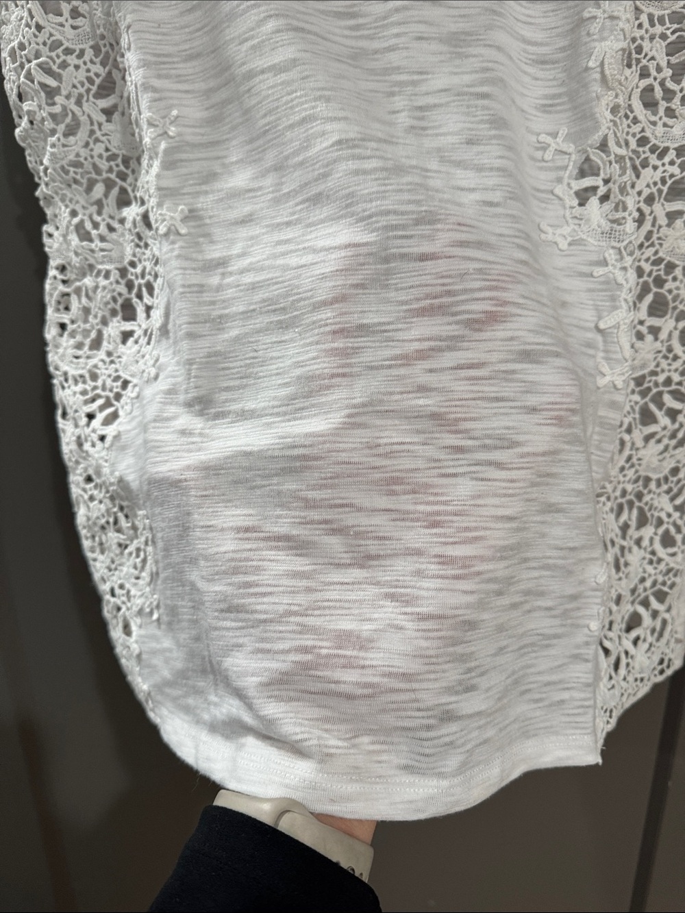Sundance White Crochet Panel Short Sleeve Top - Picture 5 of 6